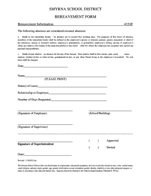 bereavement policy template